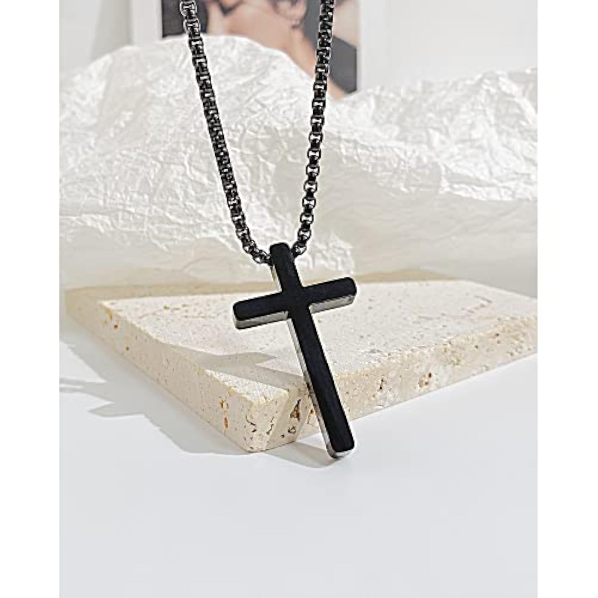 Glossy Titanium Steel Cross Hip Hop Necklace for Men